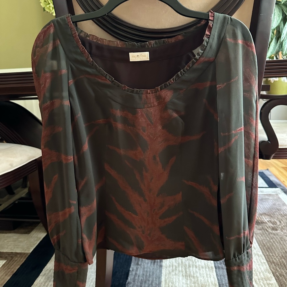 Valentino Red and Green Boxy Blouse